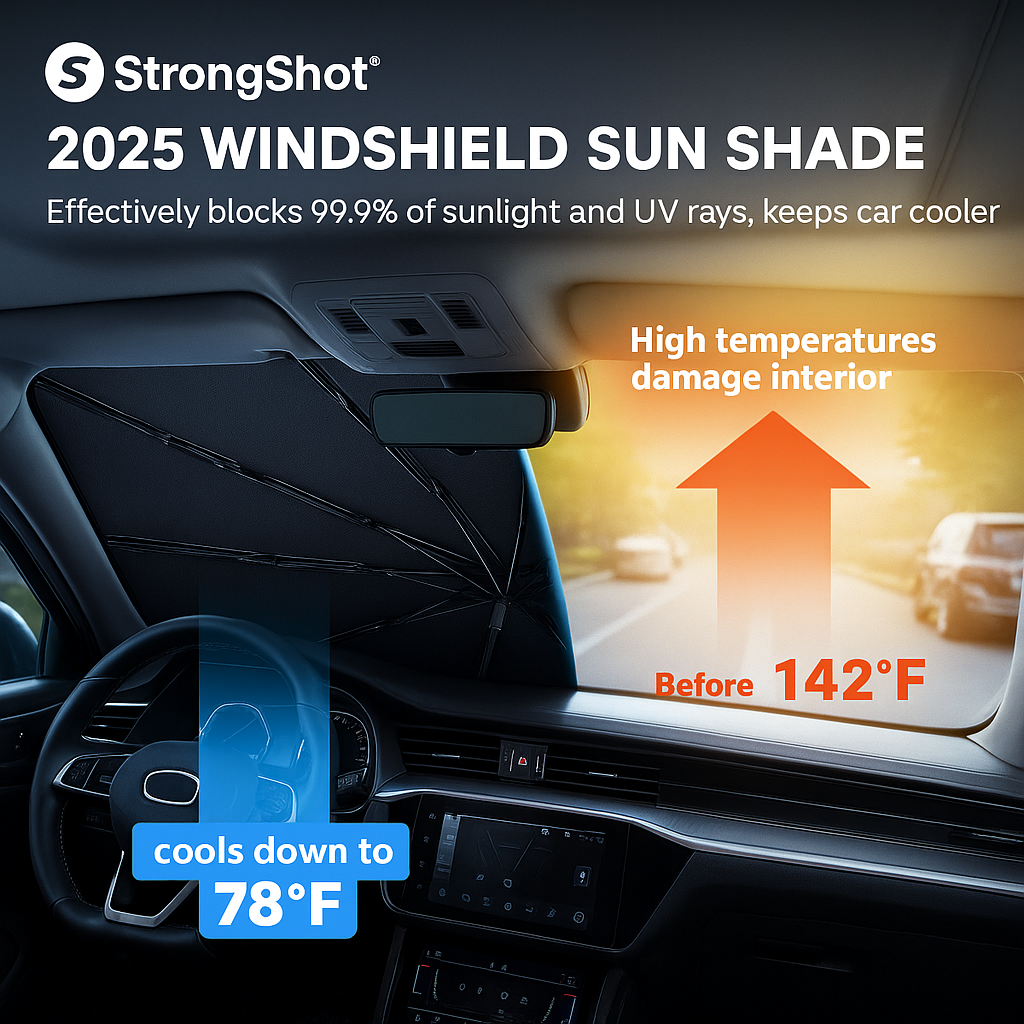 StrongShot SunShade Pro™ – Windshield Sun Shade | UV Protection & Heat Reduction