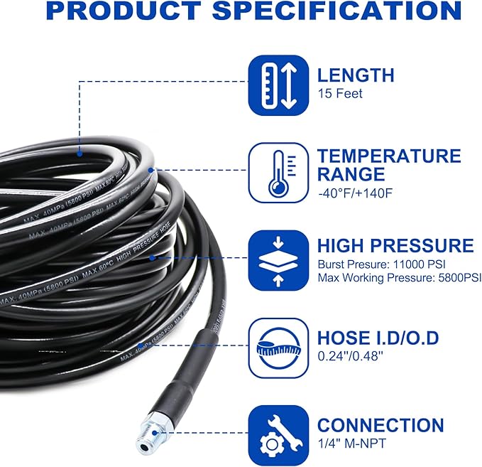 StrongShot Power Hose 15M 5800PSI