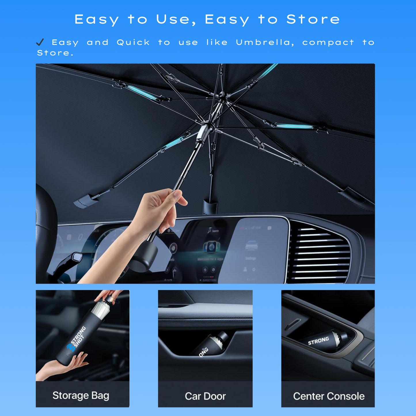 StrongShot SunShade Pro™ – Windshield Sun Shade | UV Protection & Heat Reduction