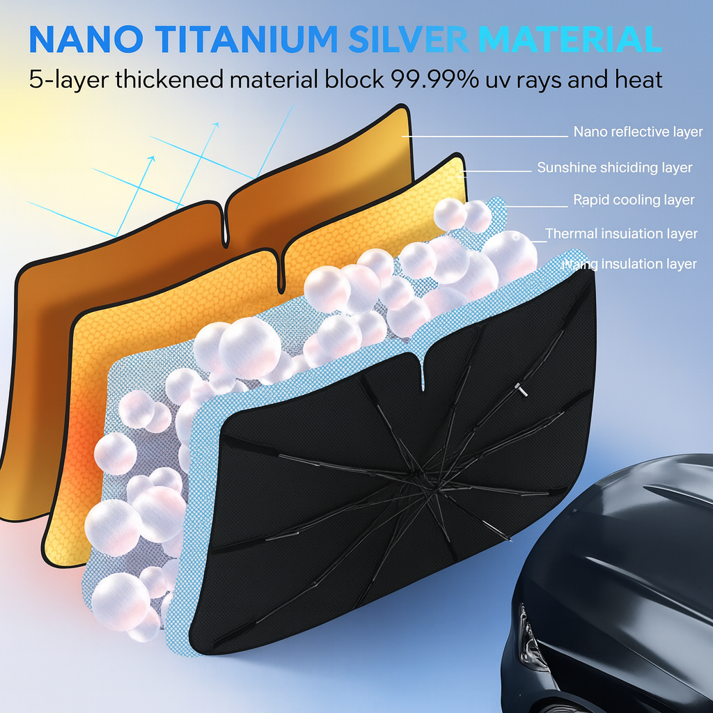 StrongShot SunShade Pro™ – Windshield Sun Shade | UV Protection & Heat Reduction